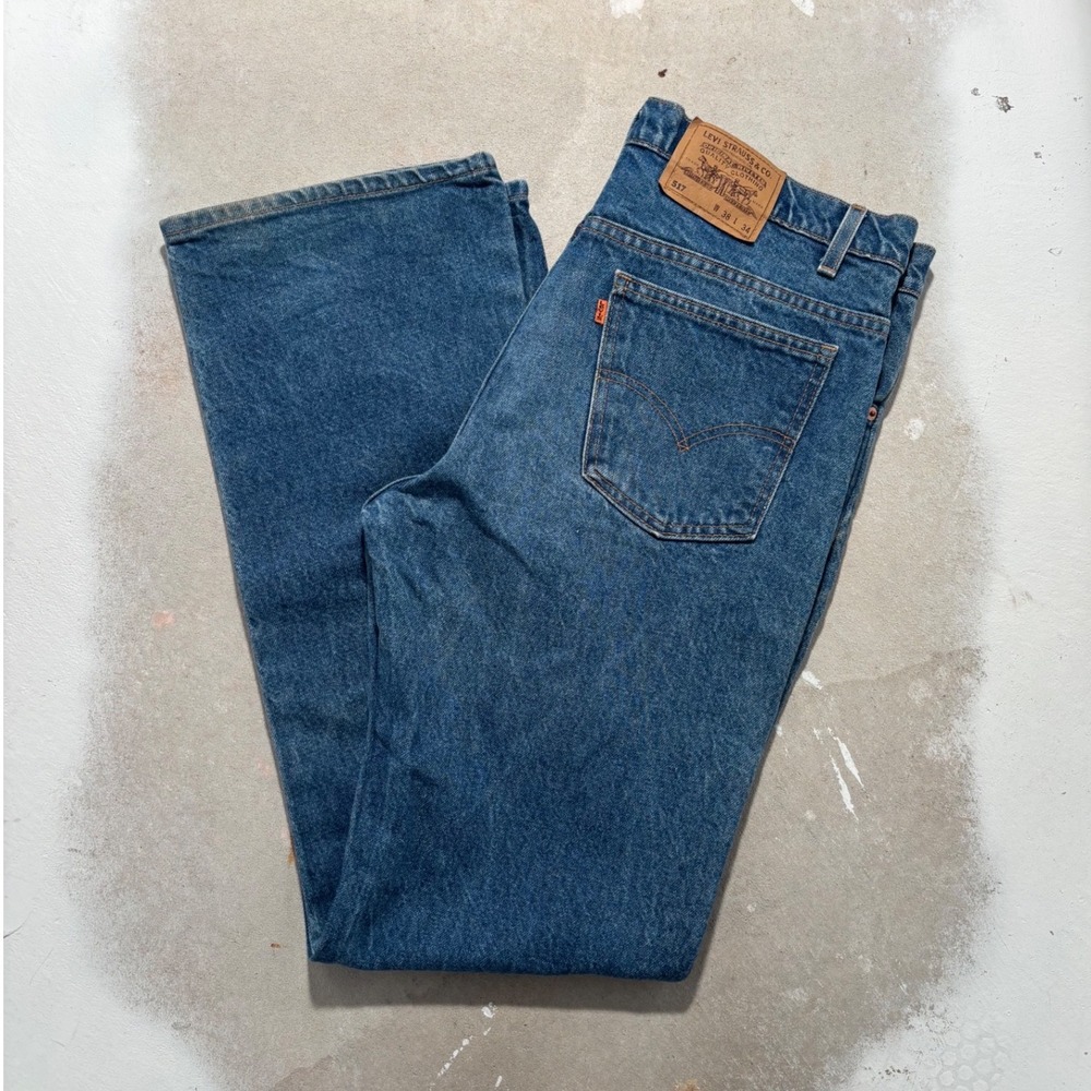 Vintage Levis 517 Orange Tab Bootcut Jeans Blue Denim 38x34 Measures 36x34 1996